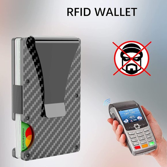 ✨✨BRAND NEW Mens Slim Wallet Minimalist RFID Blocking Money Clip Carbon … - Picture 4 of 8